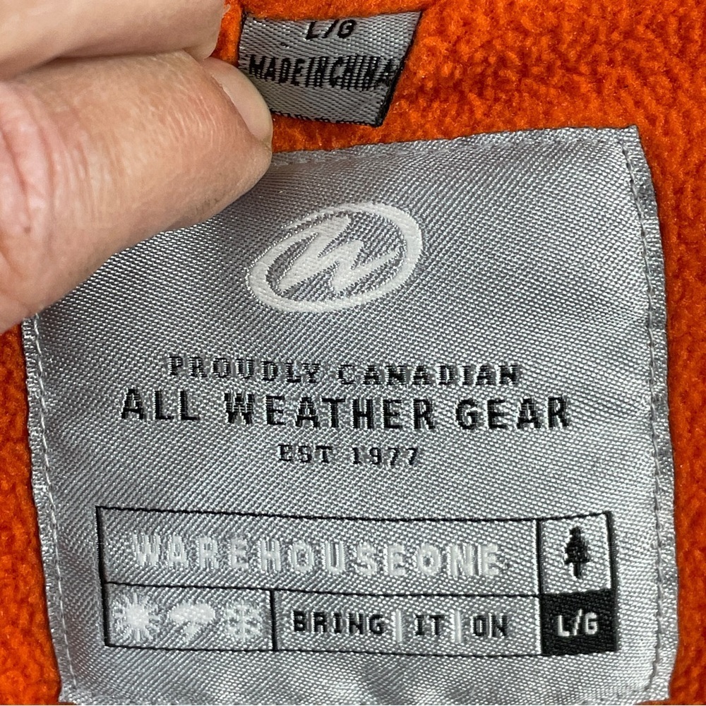 Warehouse One Puffer Vest Women’s Large Orange All Weather Gear Full Zip Fleece - Picture 7 of 10